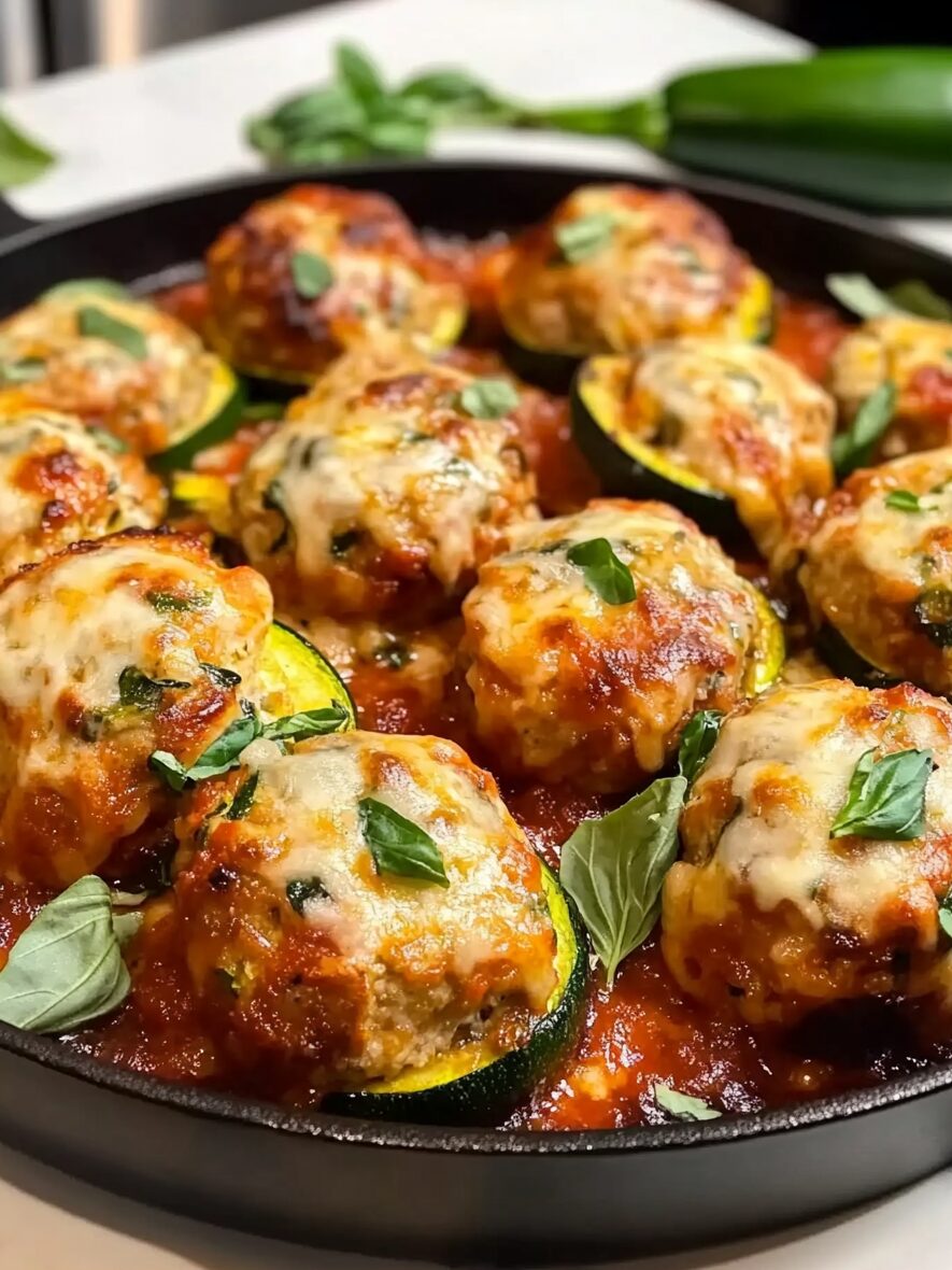 Chicken Parmesan Meatballs with Zucchini
