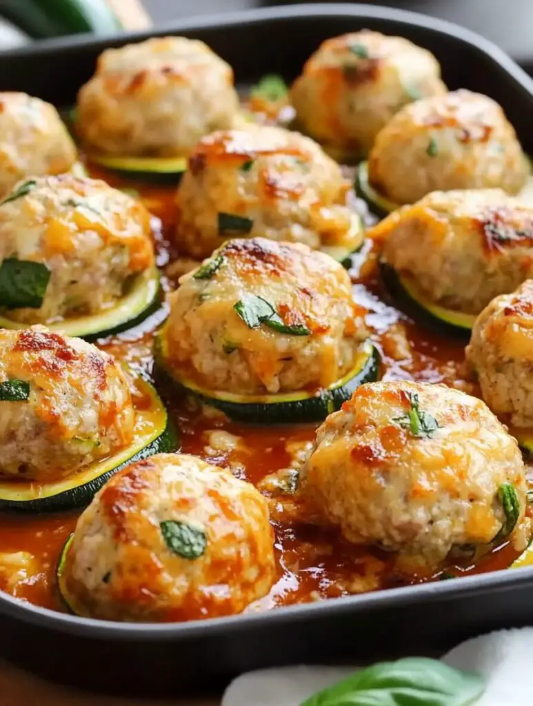 Chicken Parmesan Meatballs with Zucchini