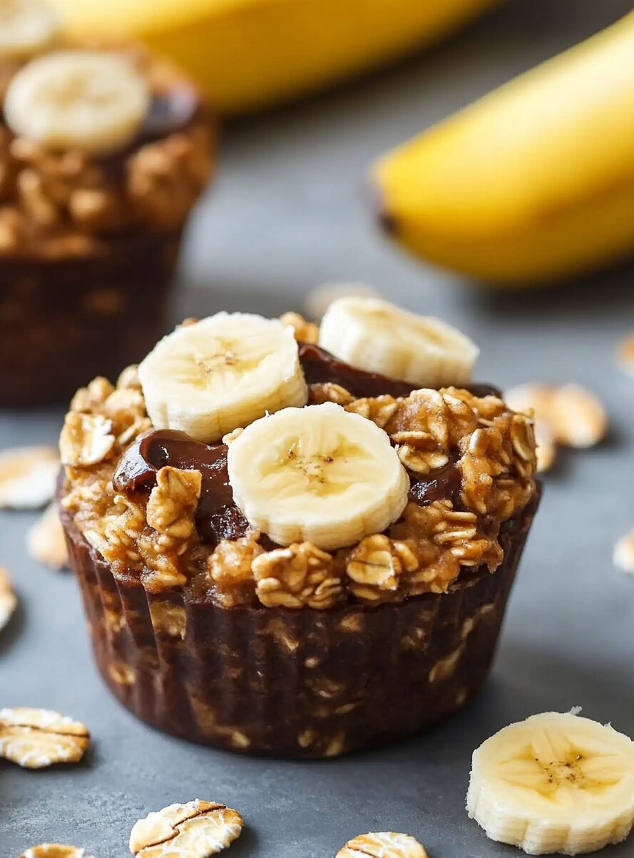 Peanut Butter Banana Baked Oatmeal Cups