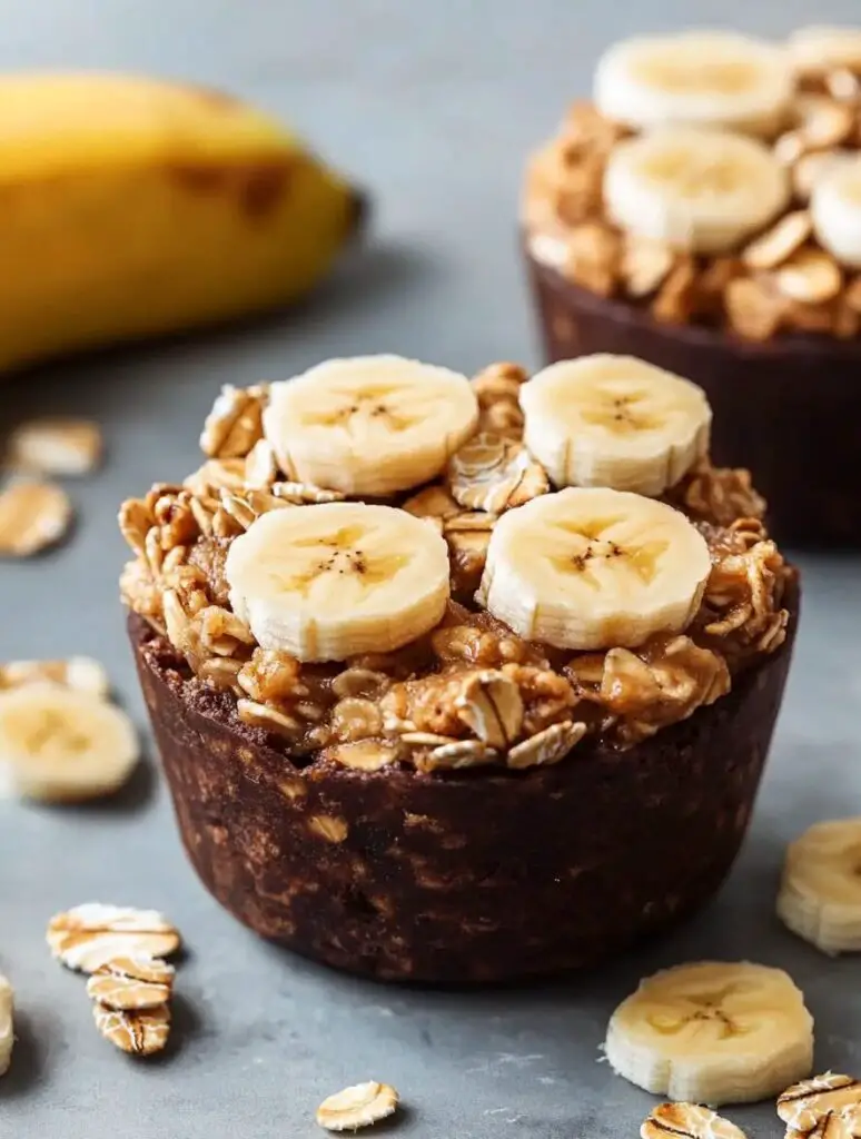 Peanut Butter Banana Baked Oatmeal Cups