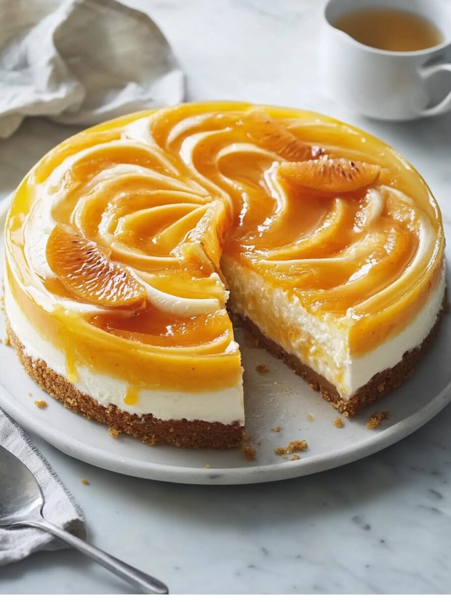 Passionfruit Curd Ripple Cheesecake