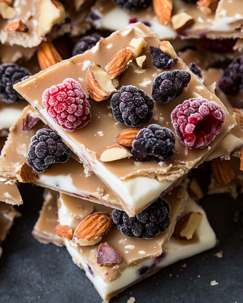 Frozen Greek Yogurt Bark with Berries & Nuts