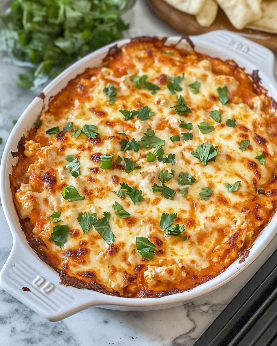 Buffalo Cottage Cheese Chicken Dip