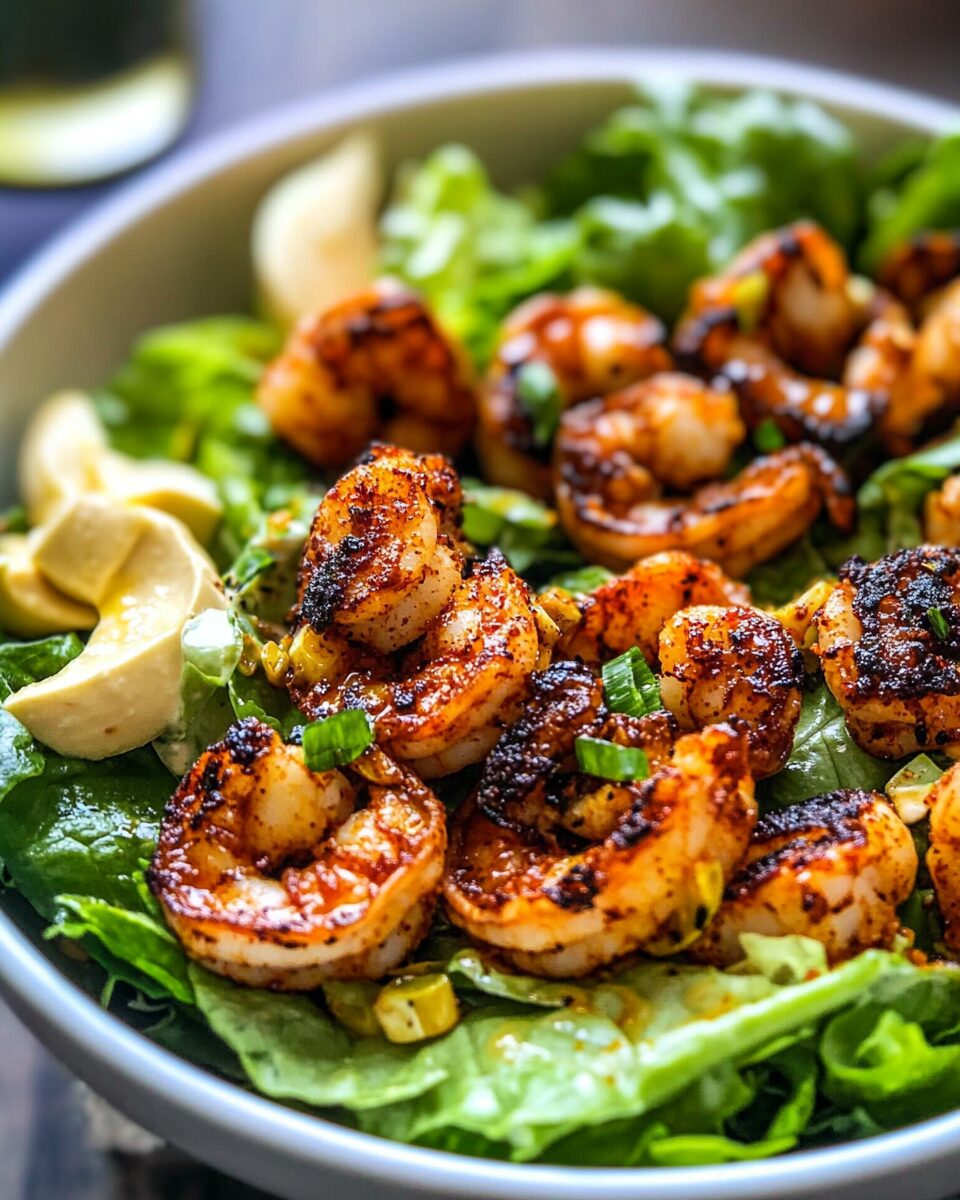Hot Honey Blackened Shrimp Caesar Salad