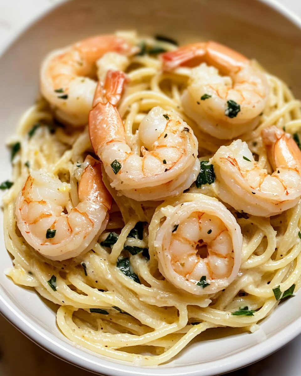Creamy Lemon Shrimp Spaghetti
