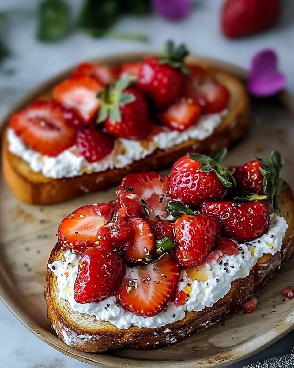 Roasted Strawberry Whipped Ricotta Toast