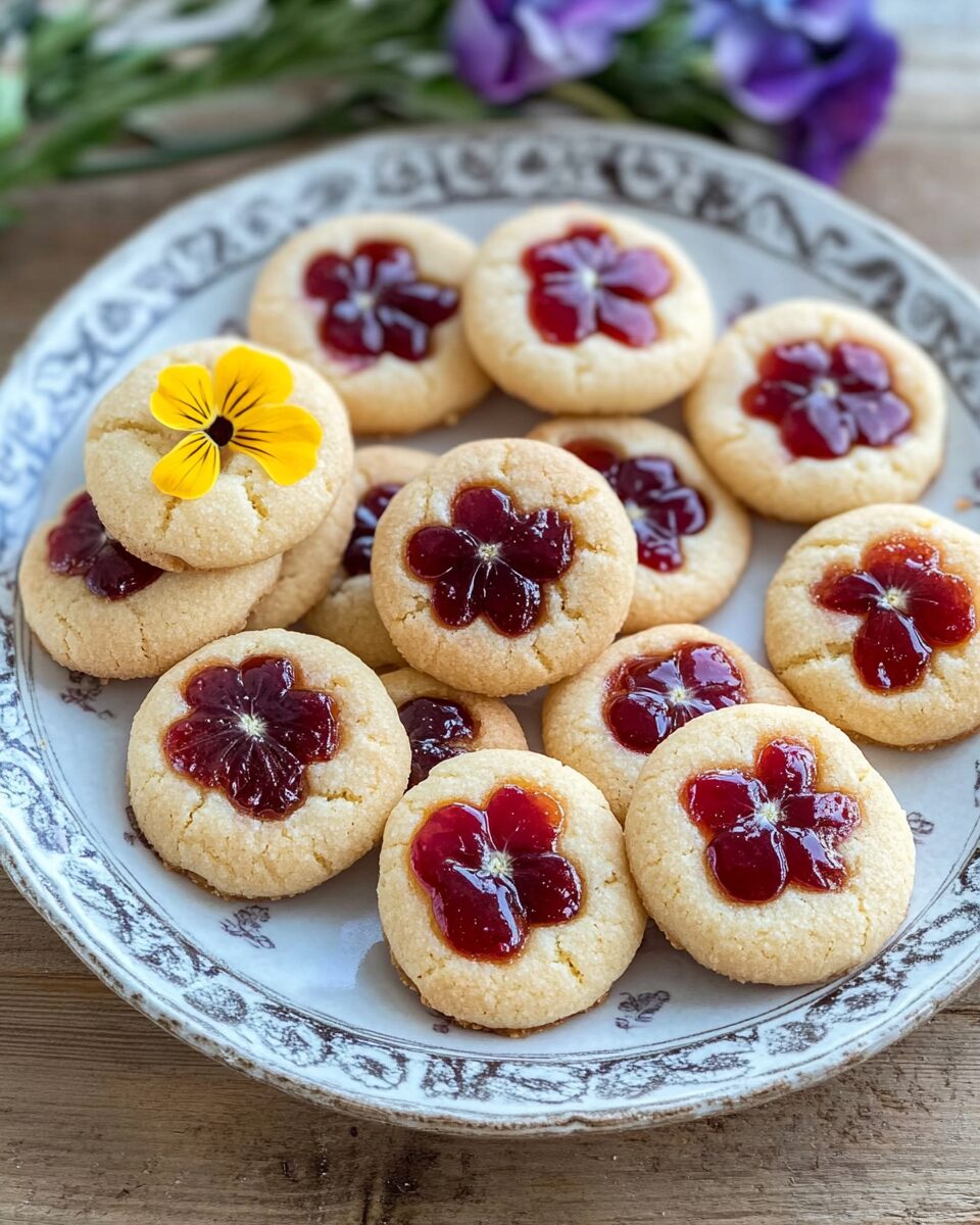 Flower Jam Thumbprint Cookies