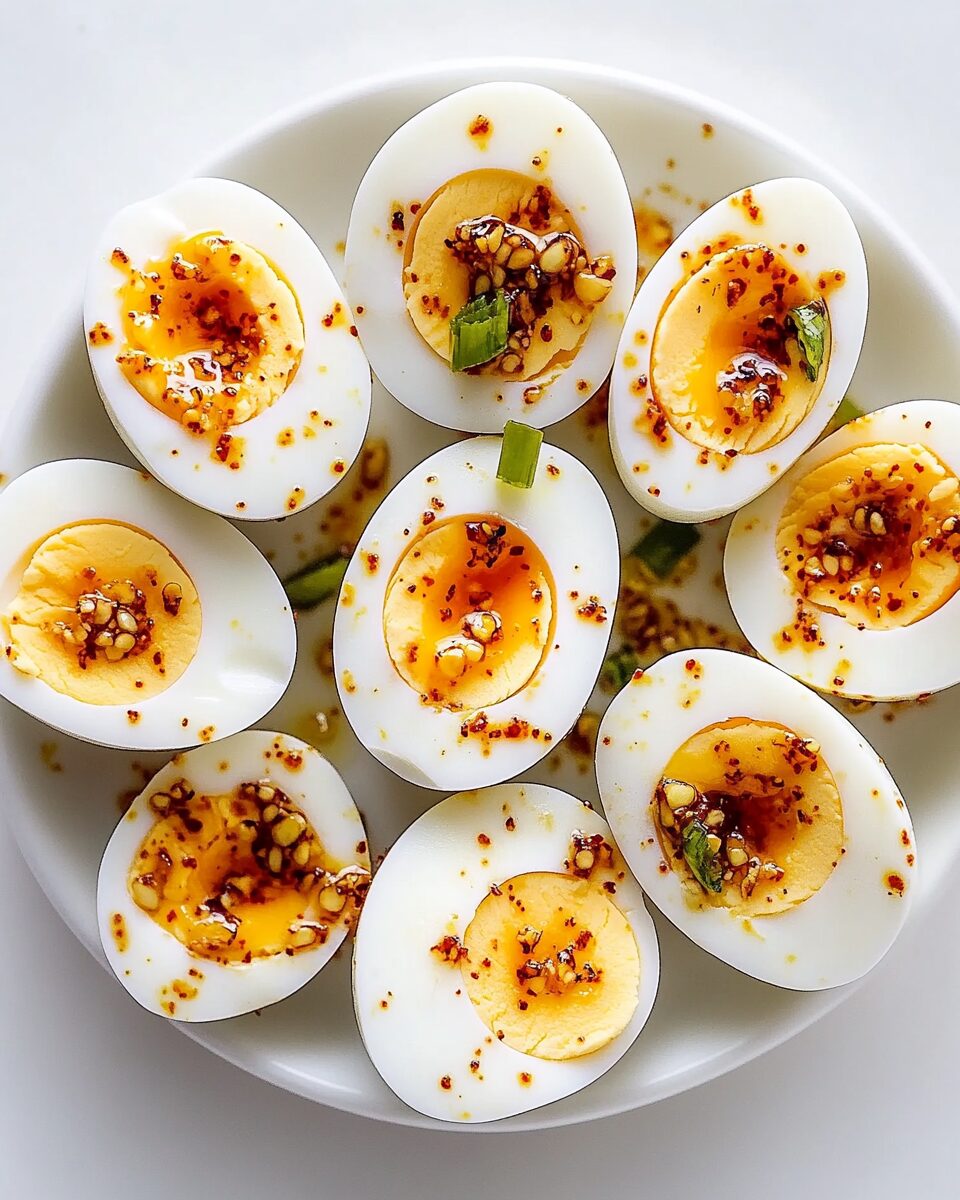 Spicy Chili Garlic Deviled Eggs