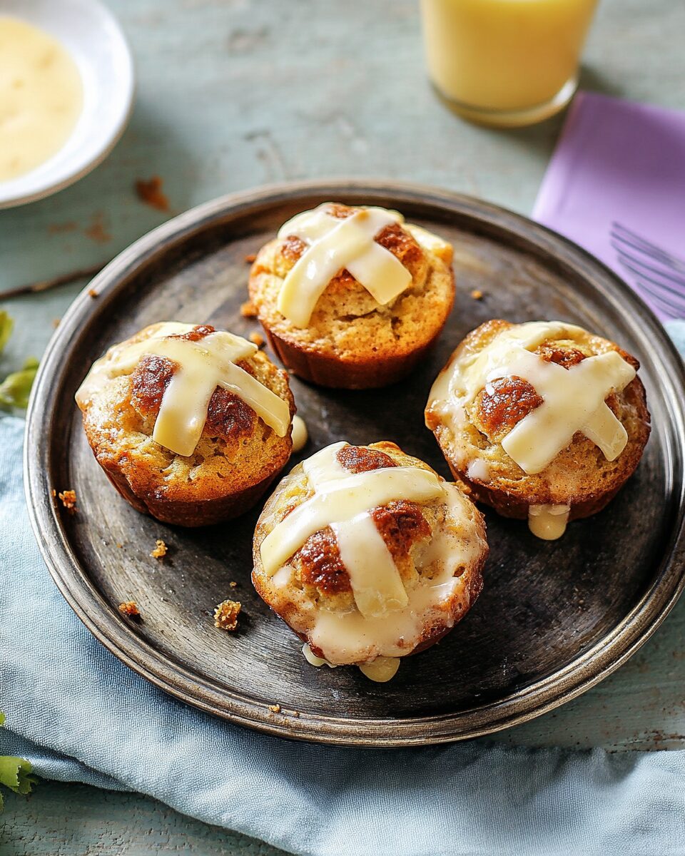 Hot Cross Muffins with Custard