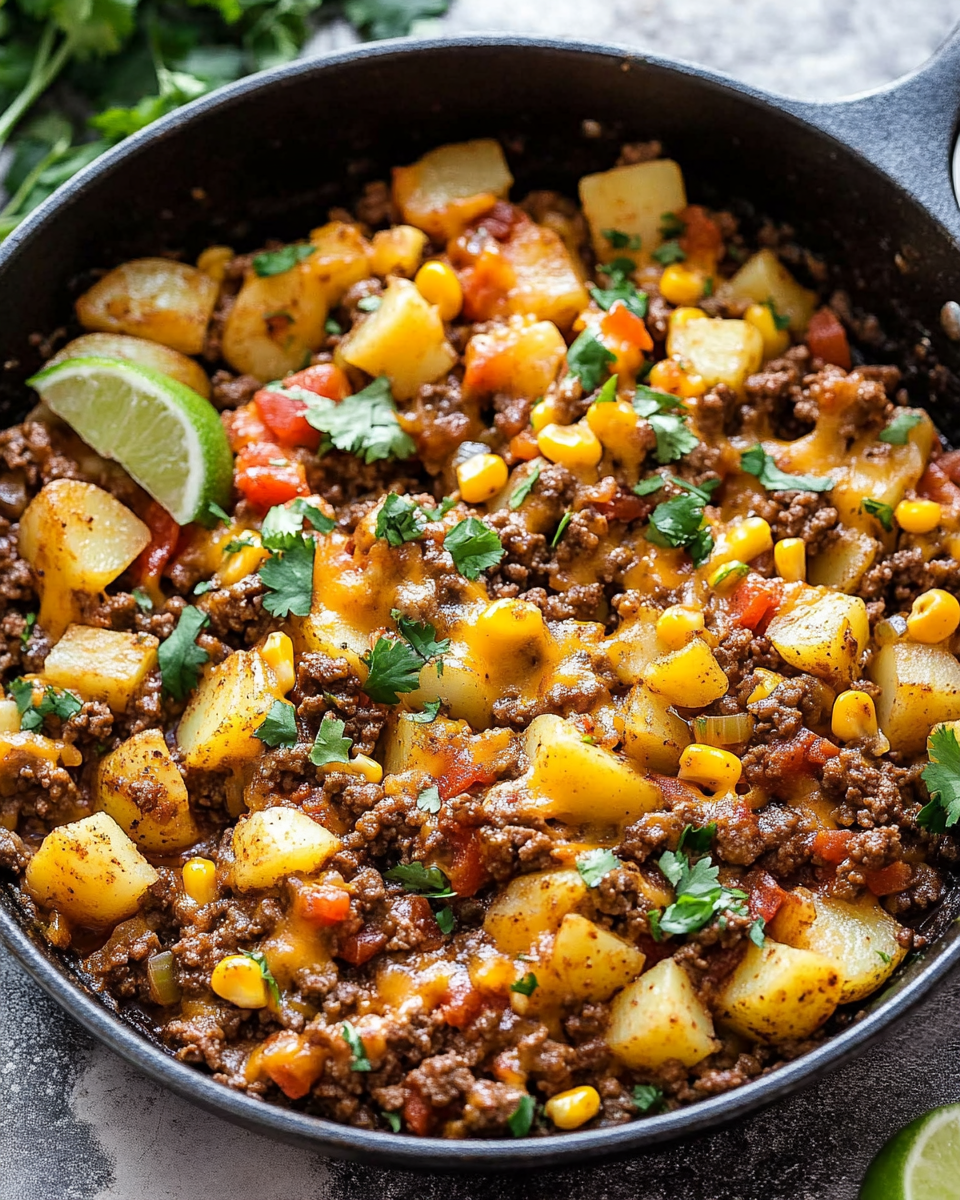 Mexican Ground Beef and Potato Skillet