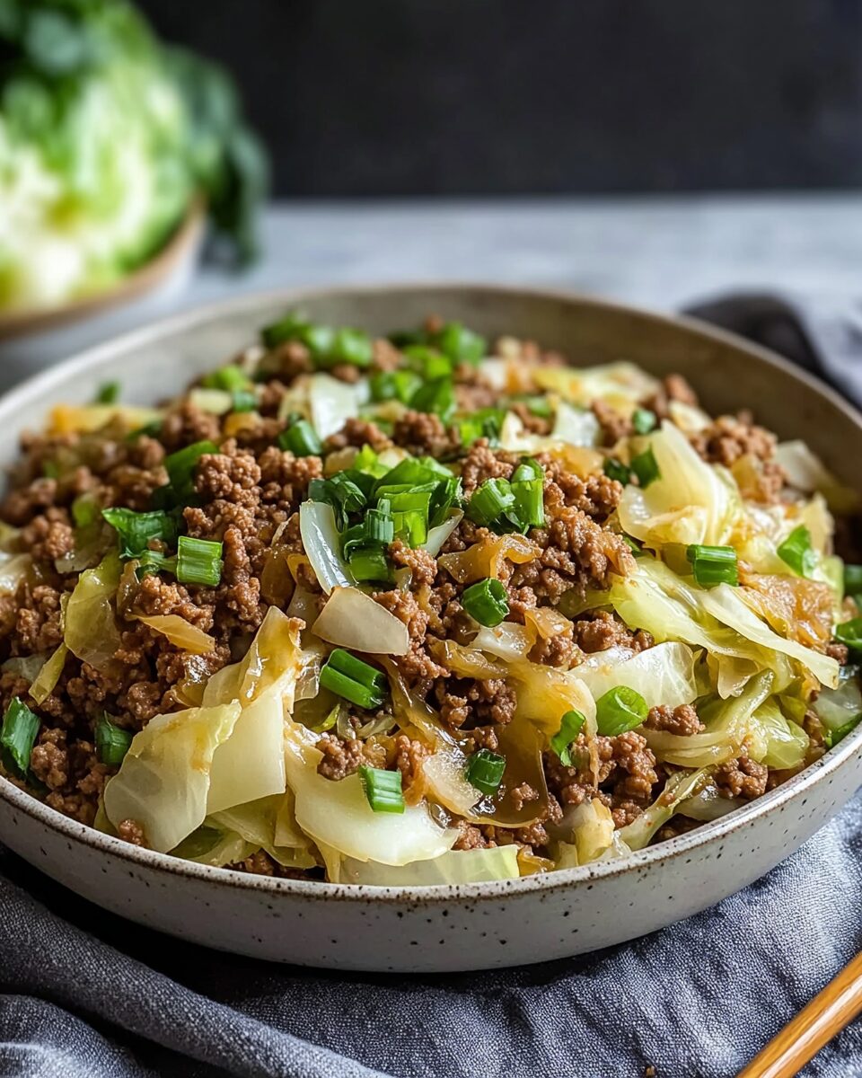 Low-Carb Mongolian Ground Beef and Cabbage