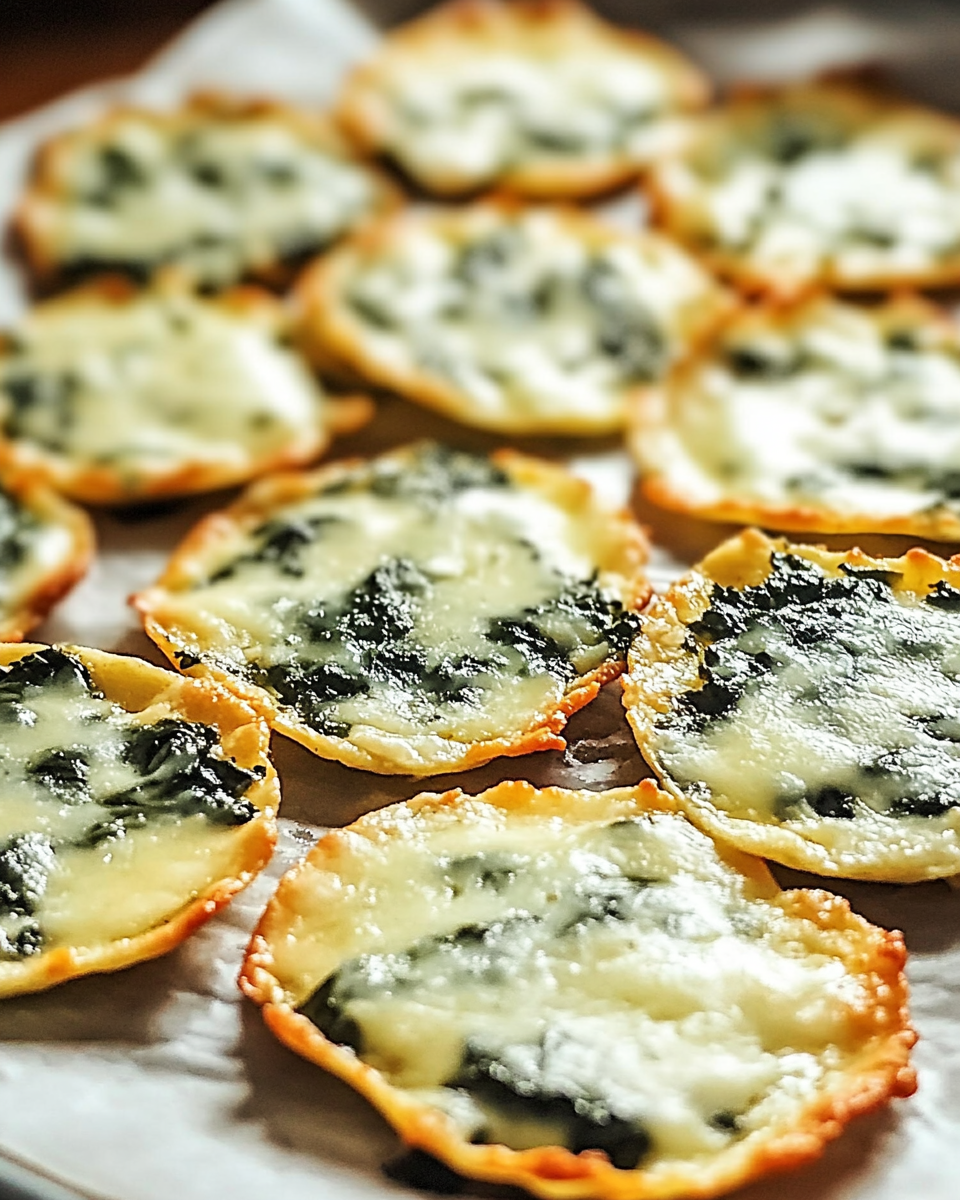 Spinach Dip Cheese Crisps