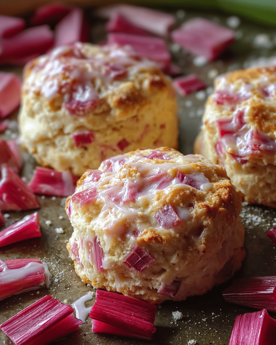 Rustic Rhubarb and Cream Biscuits