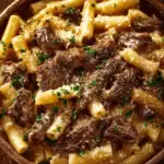 Creamy Garlic Beef Pasta