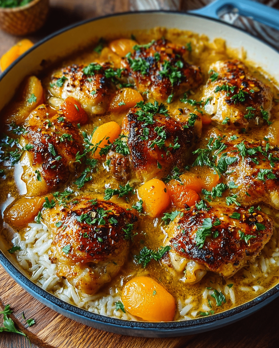 Persian Chicken Thighs with Apricots & Spiced Almonds