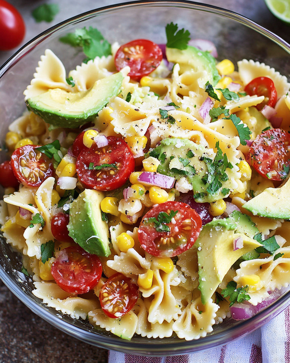 Corn Avocado Pasta Salad