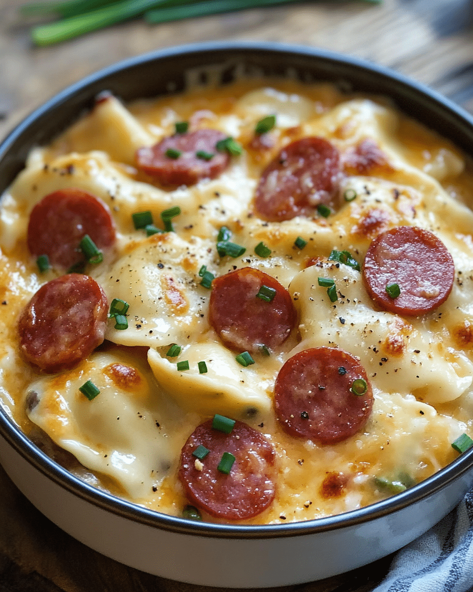 Crockpot Pierogi Casserole with Kielbasa