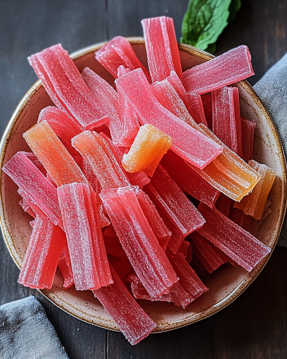 Candied Rhubarb Ribbons
