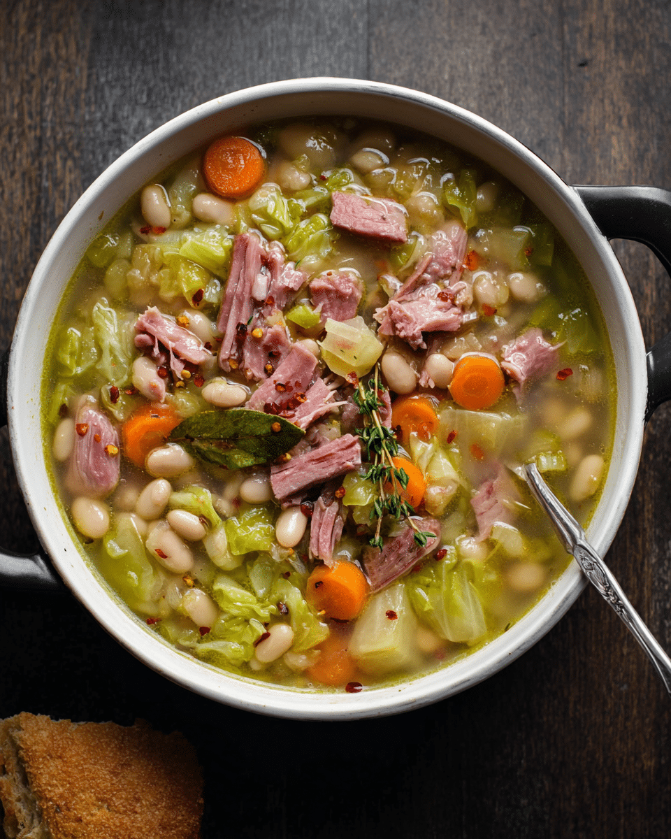 Smoked Ham Hock Bean and Cabbage Soup