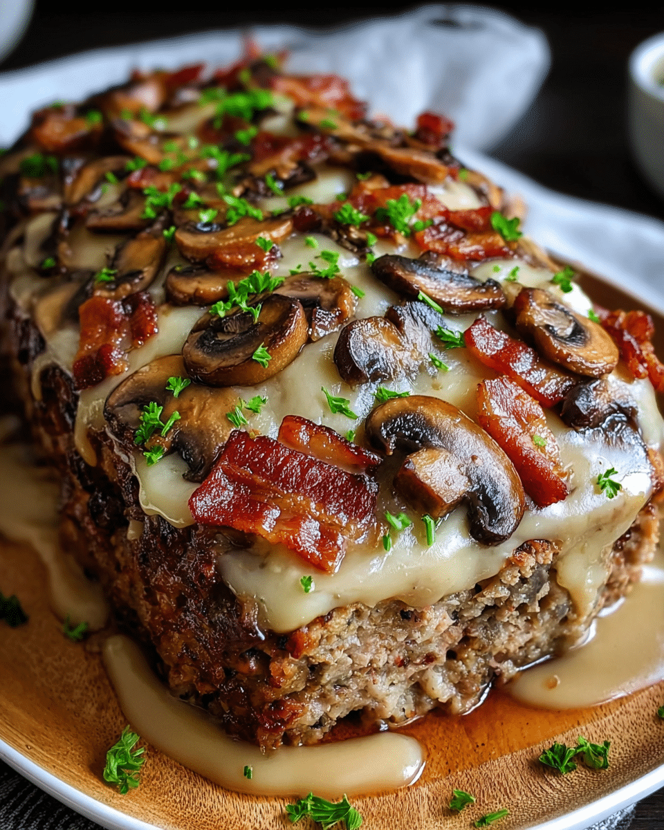 Bacon Mushroom Swiss Cheese Meatloaf