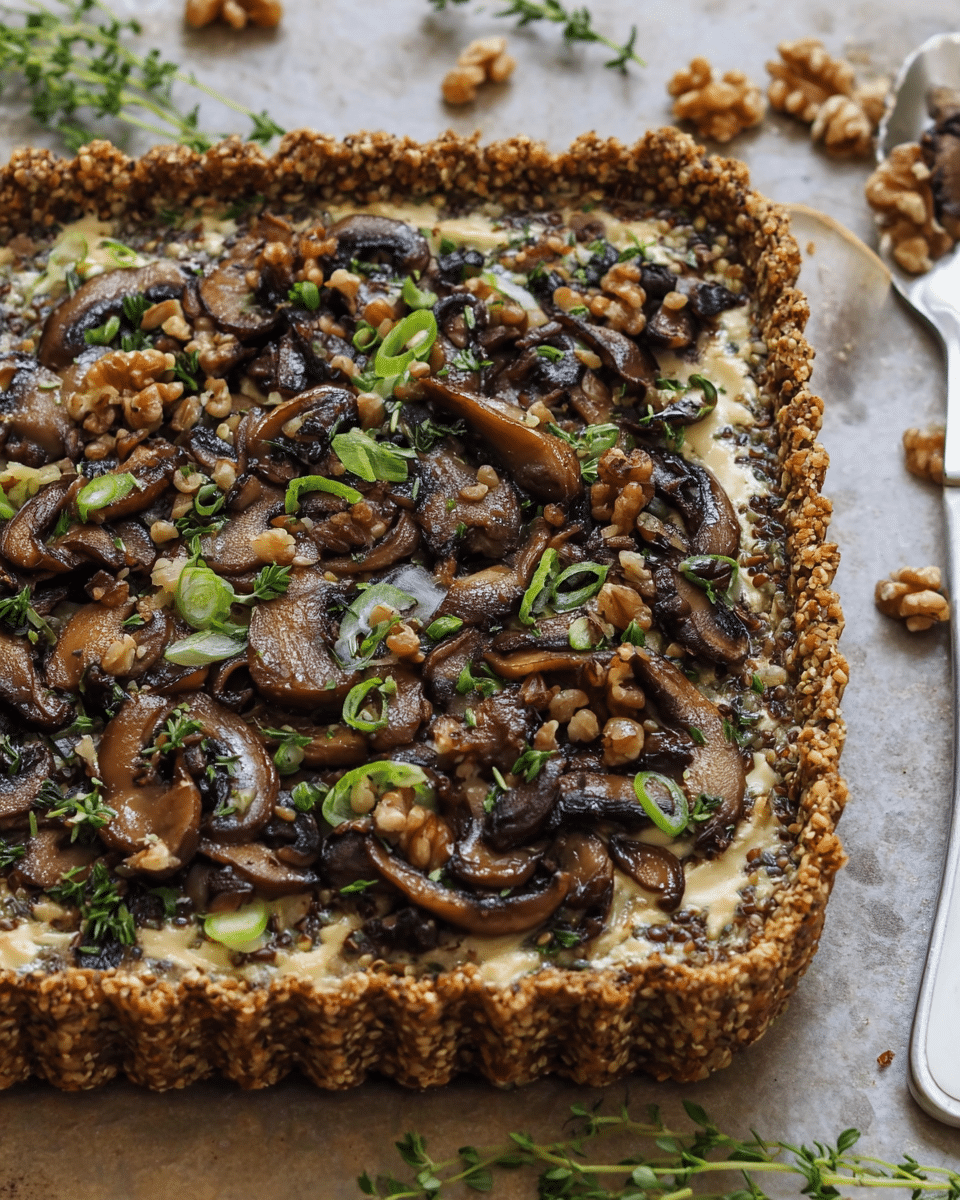 Mushroom Lentil and Walnut Tart