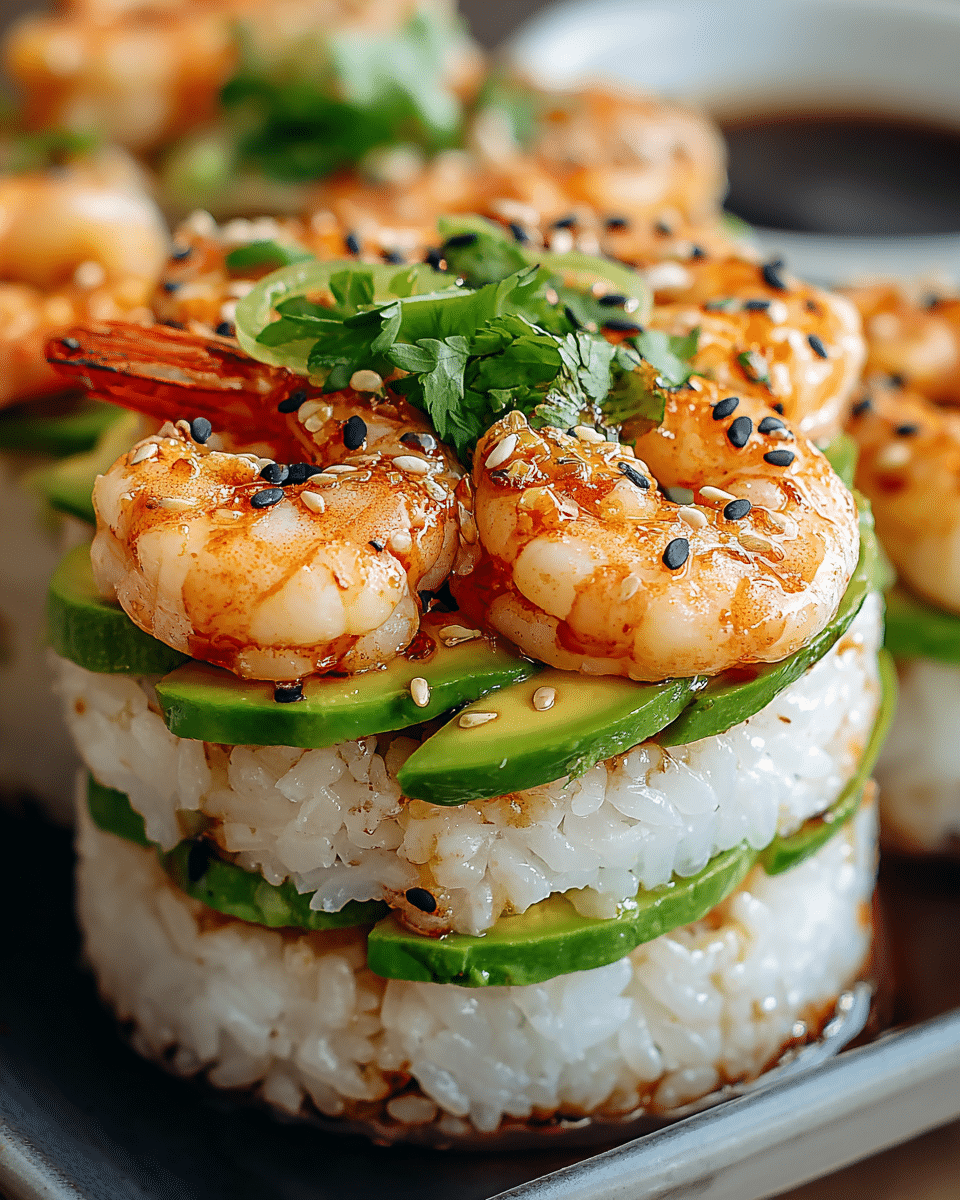 Spicy Shrimp Sushi Stacks
