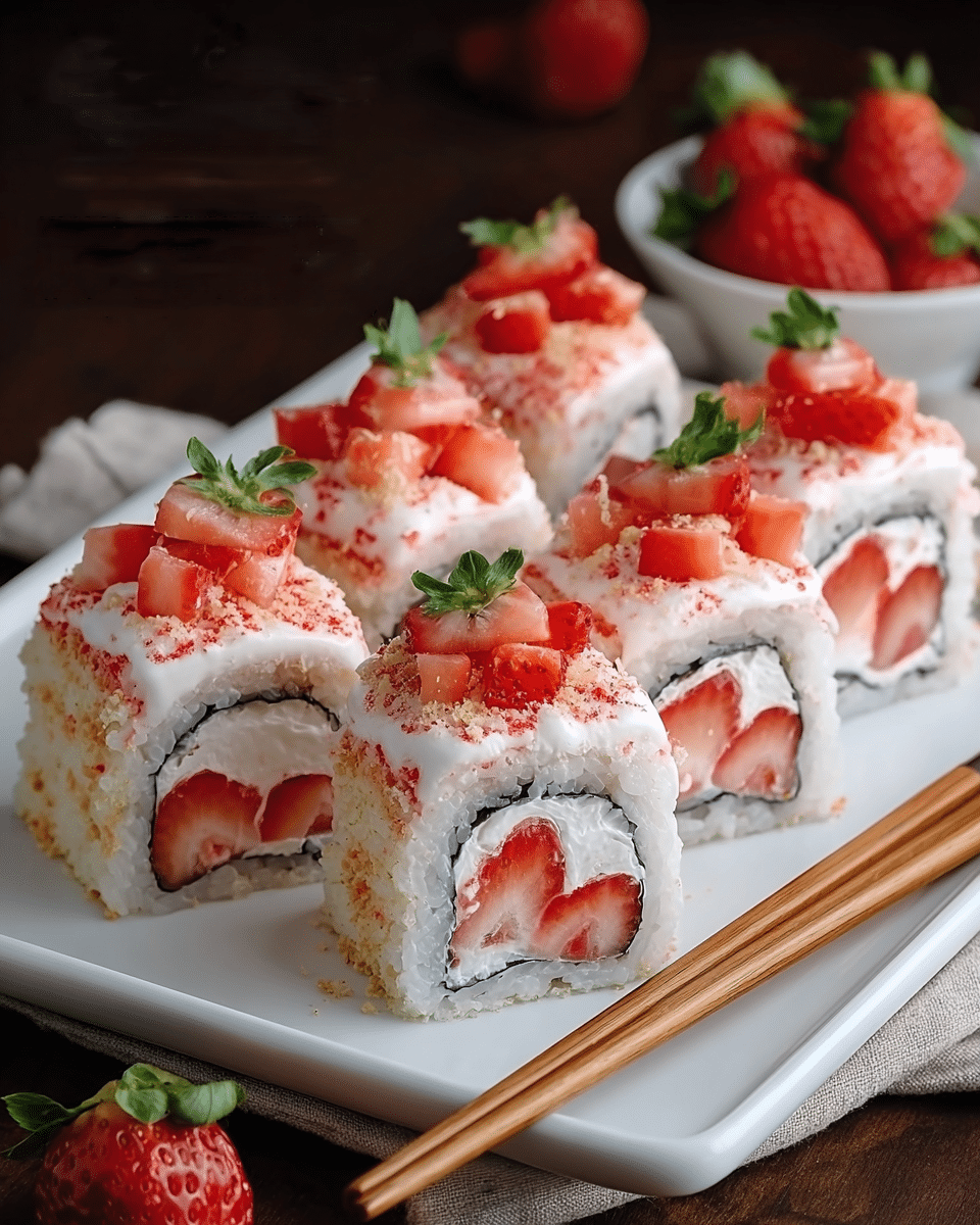 Strawberry Shortcake Sushi Rolls