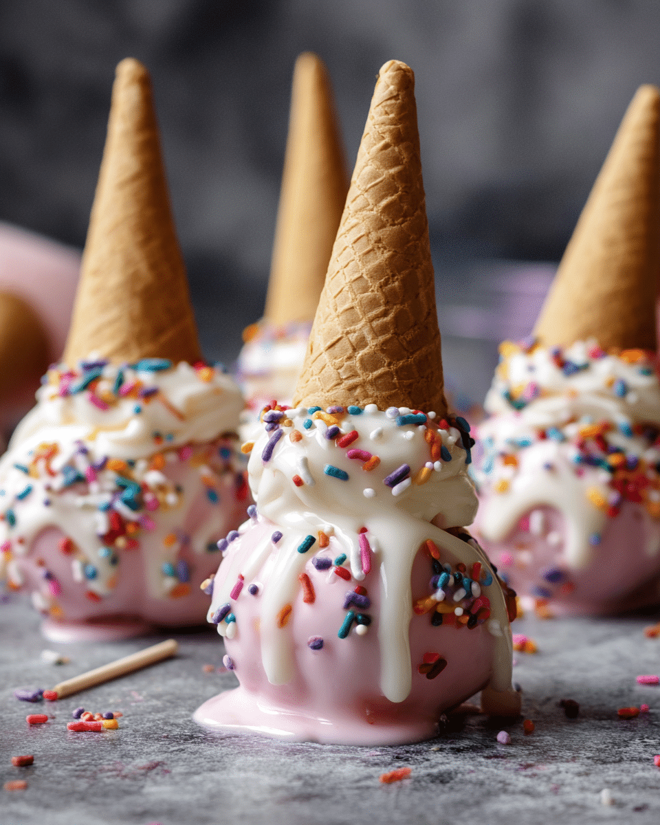 Melting Ice Cream Cone Cake Pops