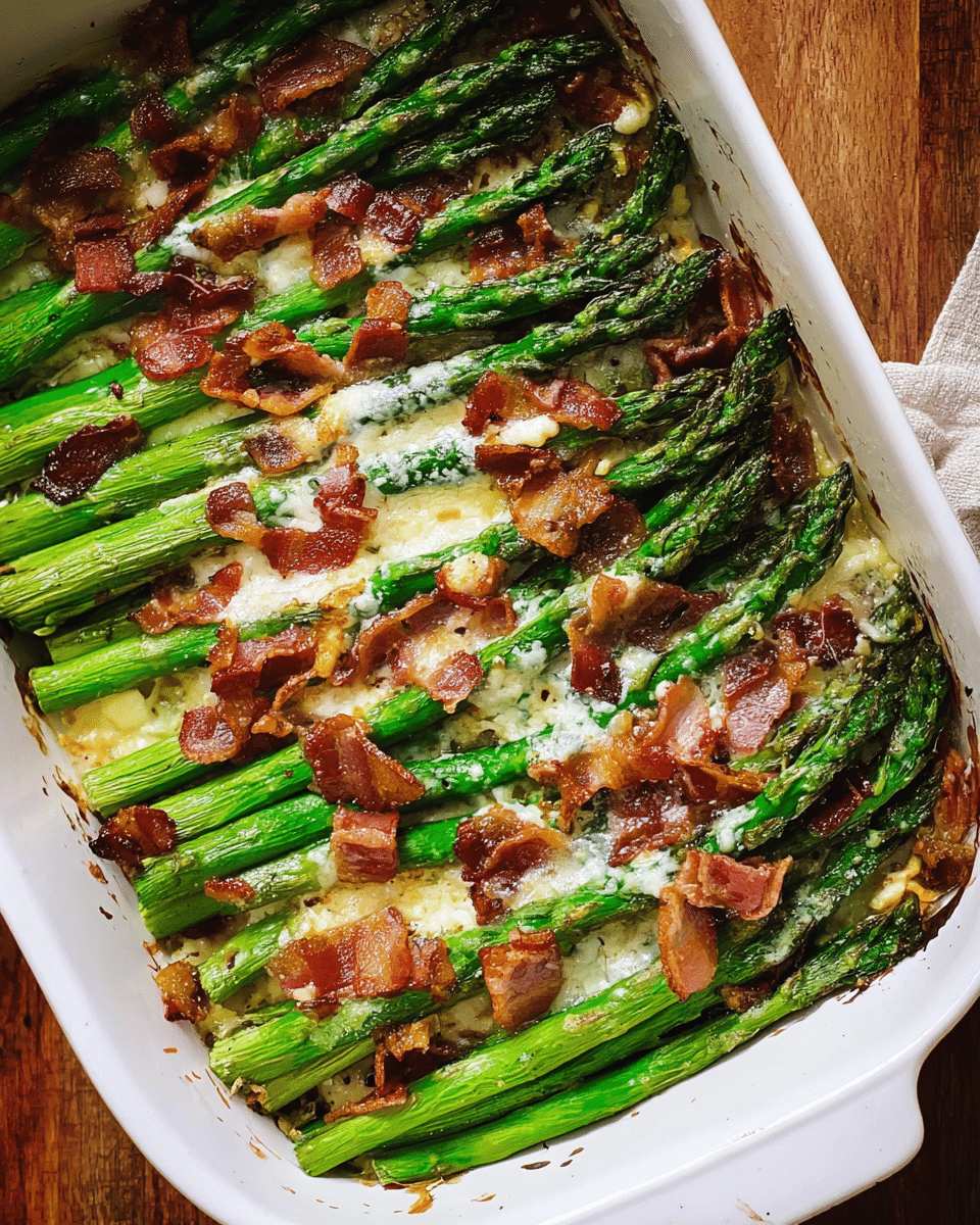 Cheesy Baked Asparagus with Bacon