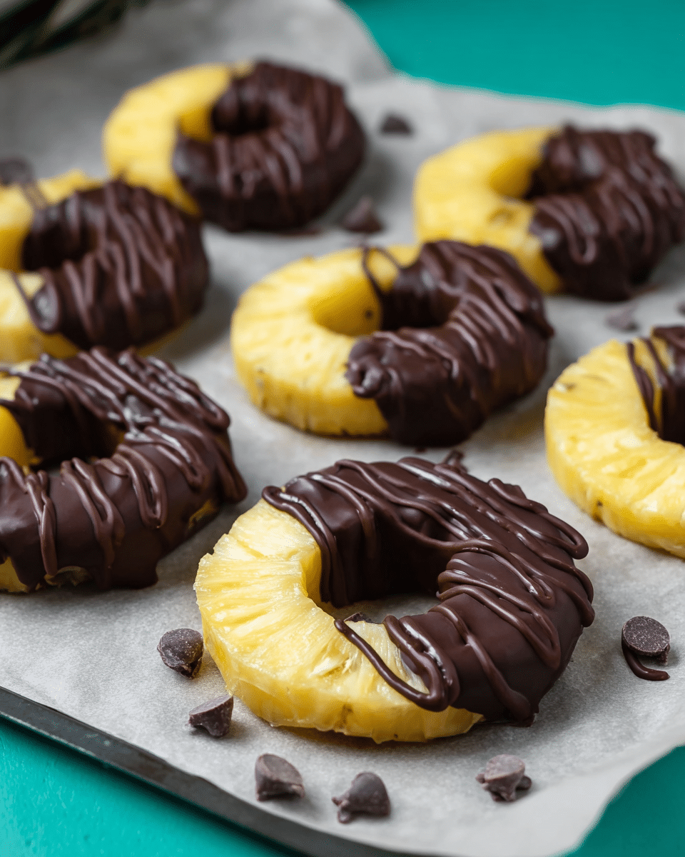Chocolate Dipped Pineapple Rings