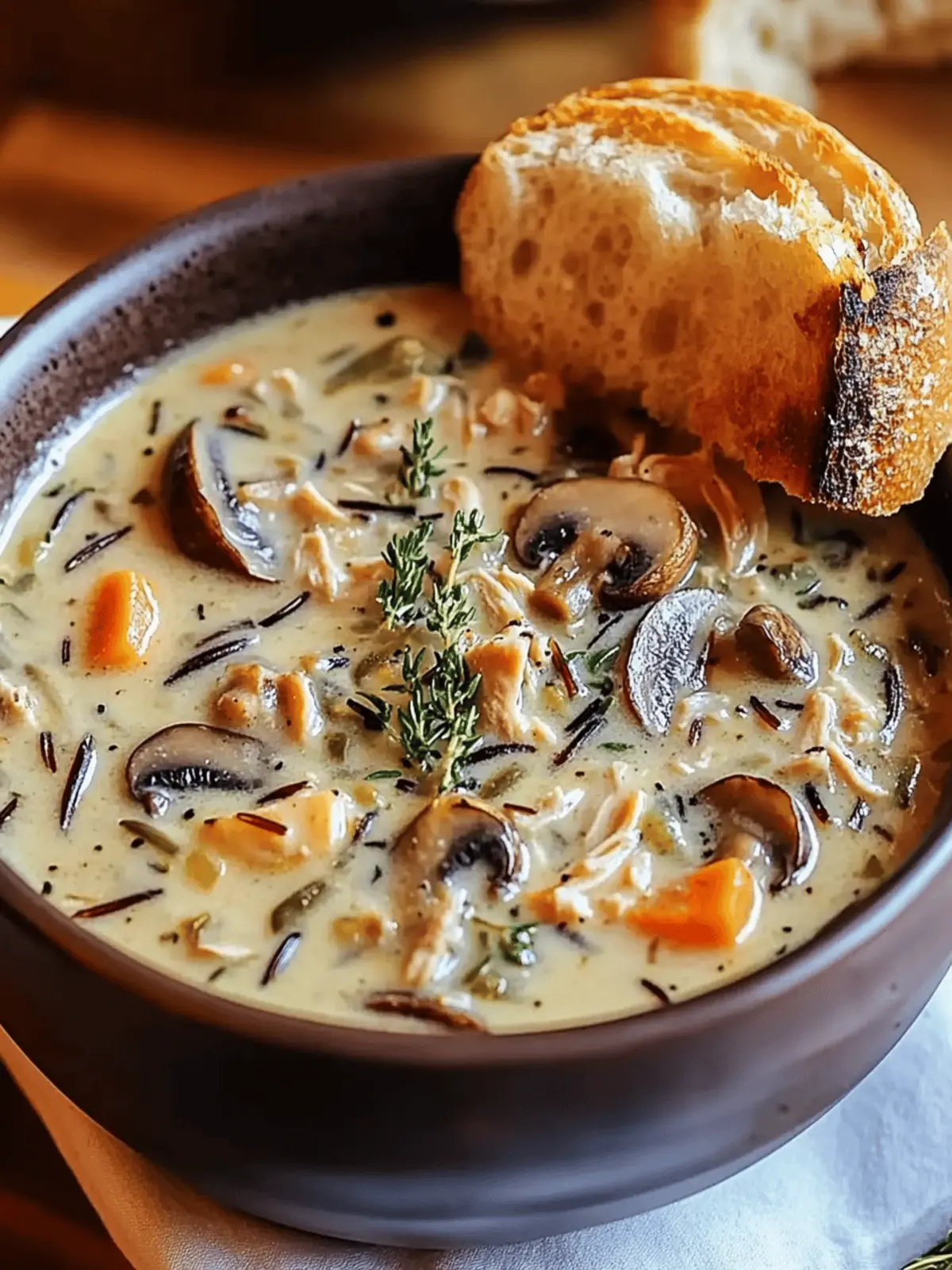 Creamy Mushroom Chicken & Wild Rice Soup