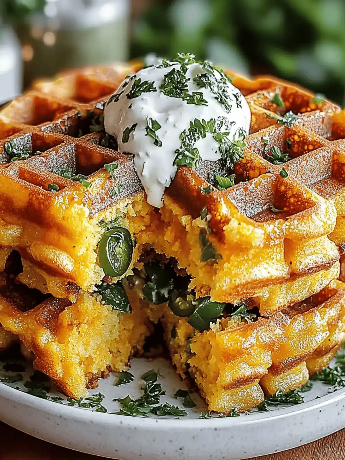 Cheddar Jalapeño Cornbread Waffles