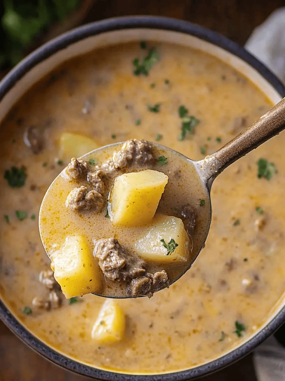 Cheesy Beef and Potato Soup