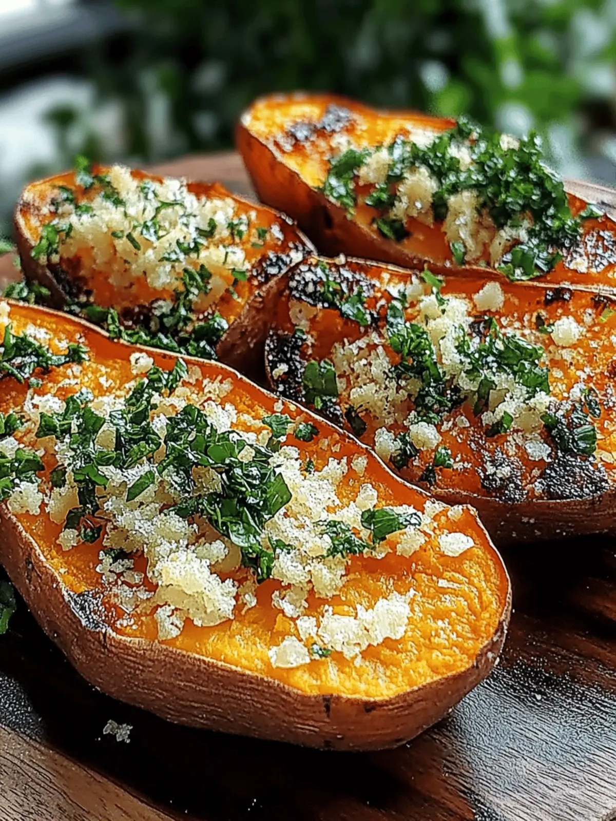 Garlic Parmesan Sweet Potato Wedges