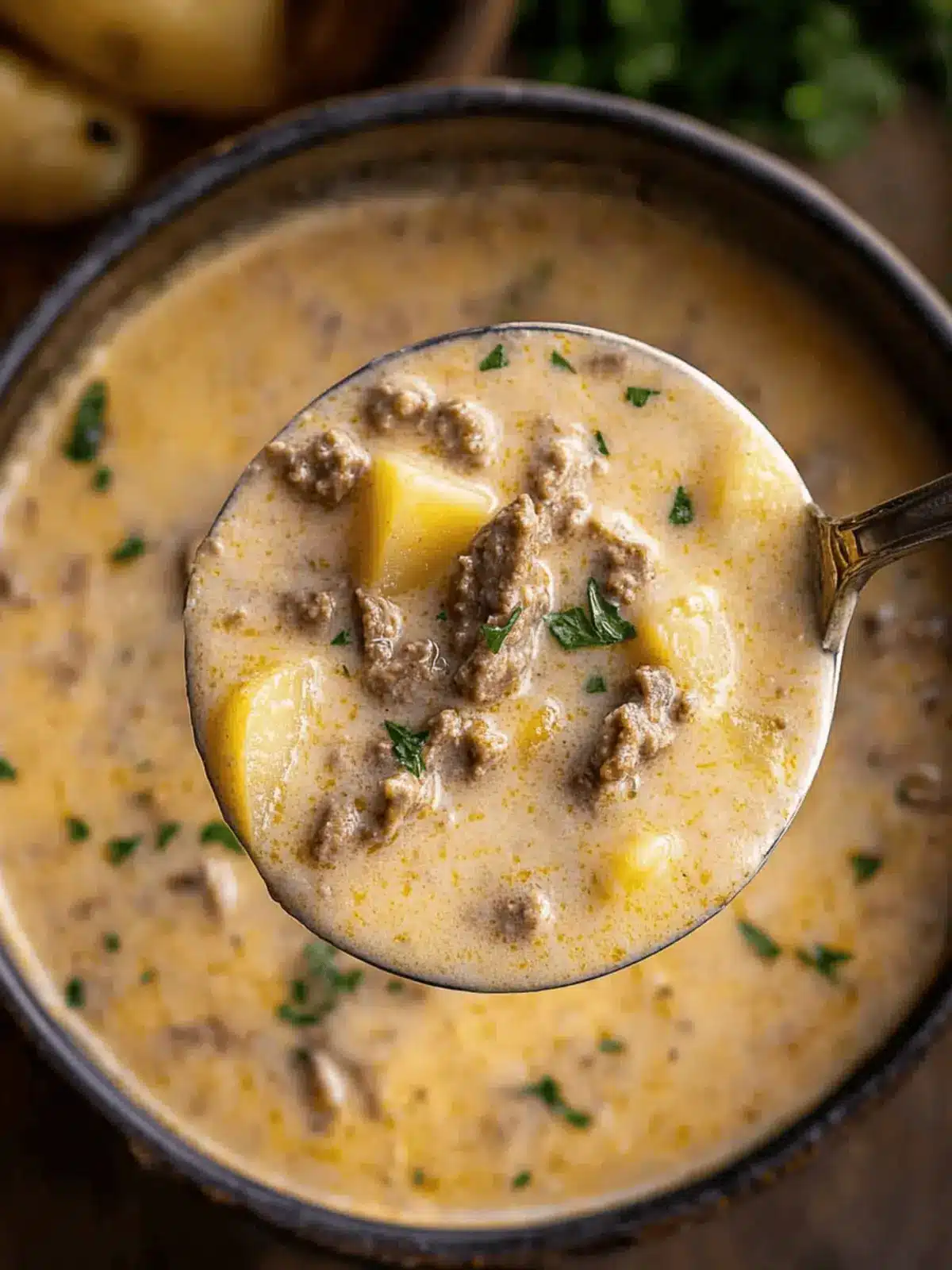 Cheesy Beef and Potato Soup