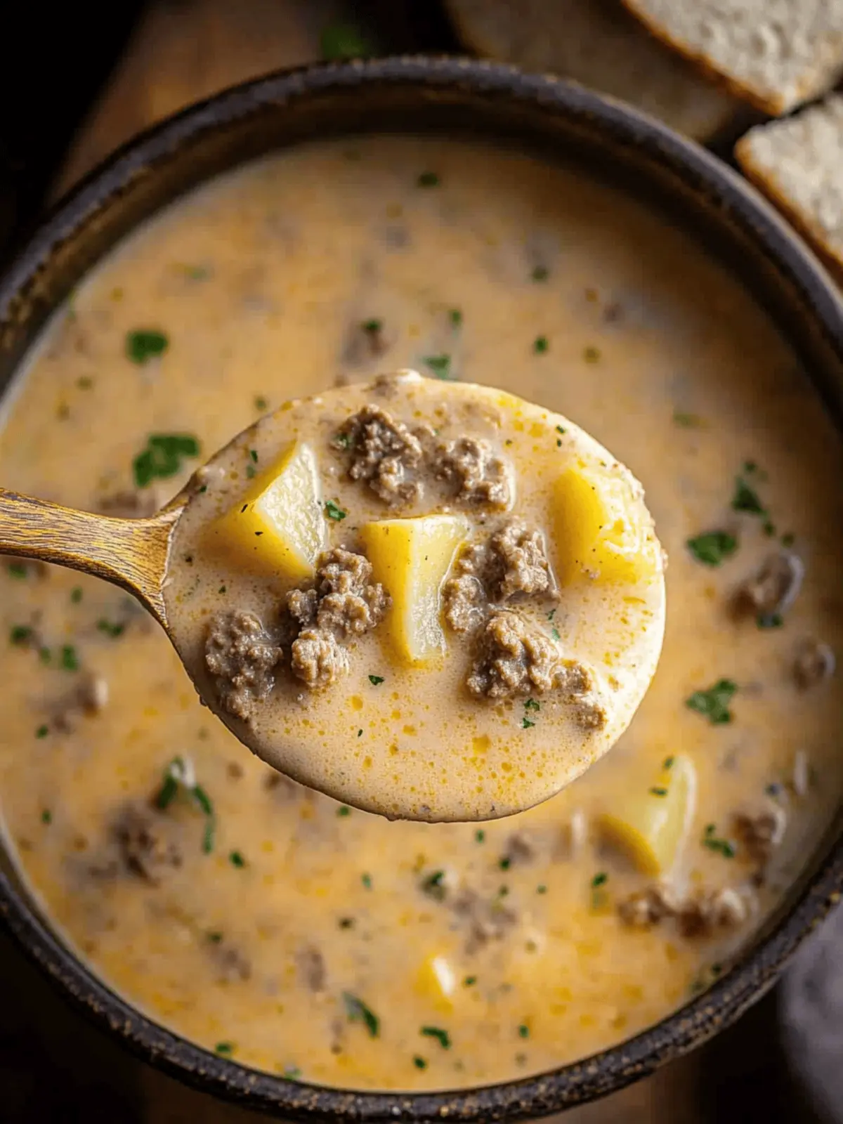 Cheesy Beef and Potato Soup