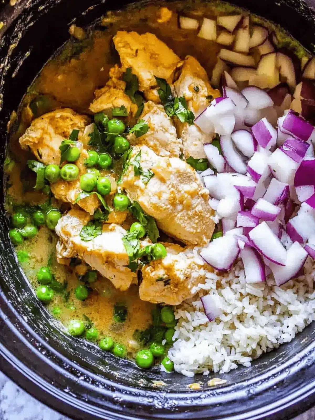 Slow Cooker Basil Chicken Coconut Curry