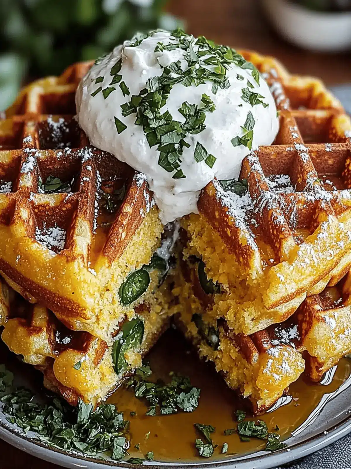 Cheddar Jalapeño Cornbread Waffles