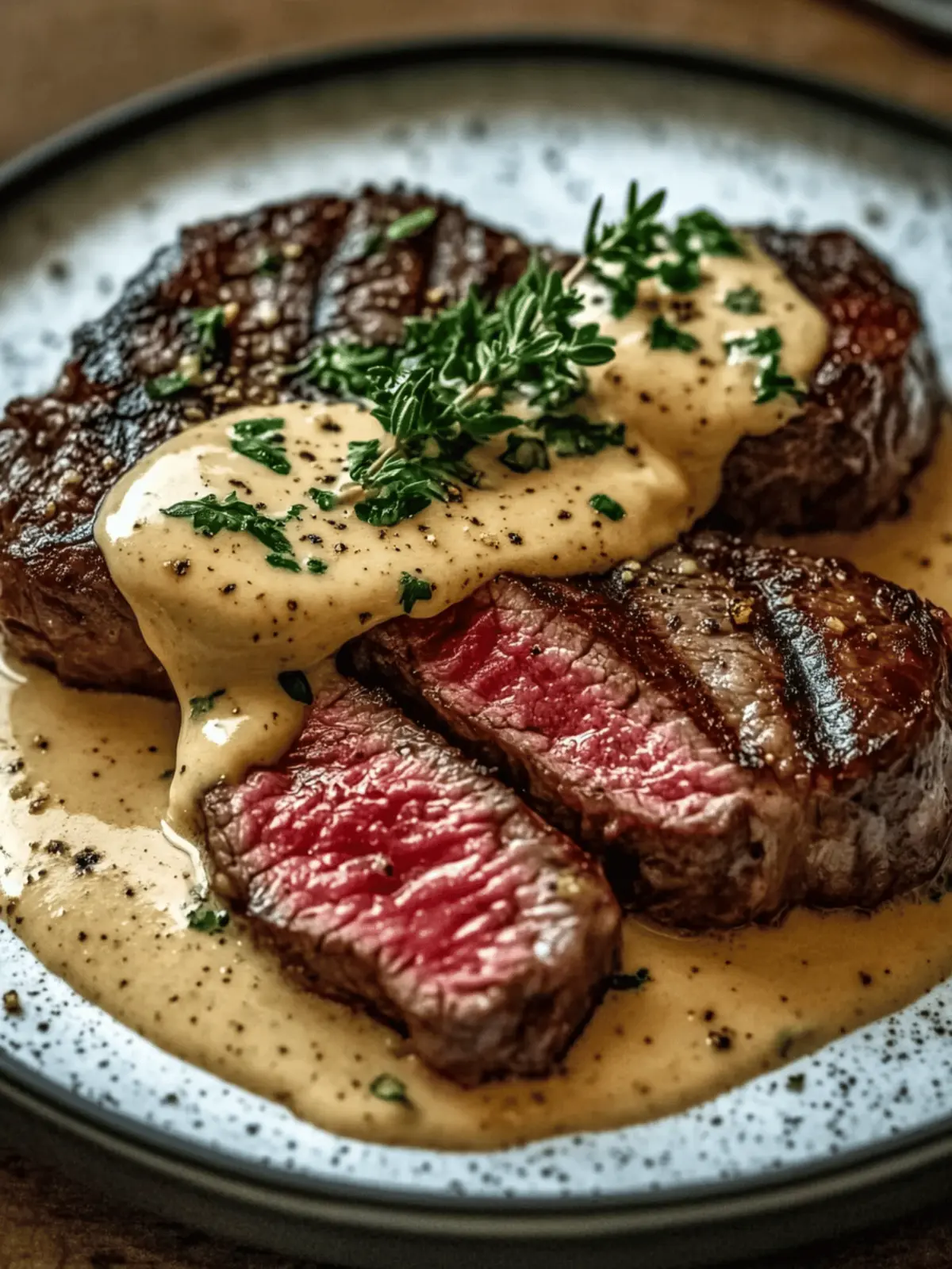 Juicy Steak with Creamy Garlic Sauce