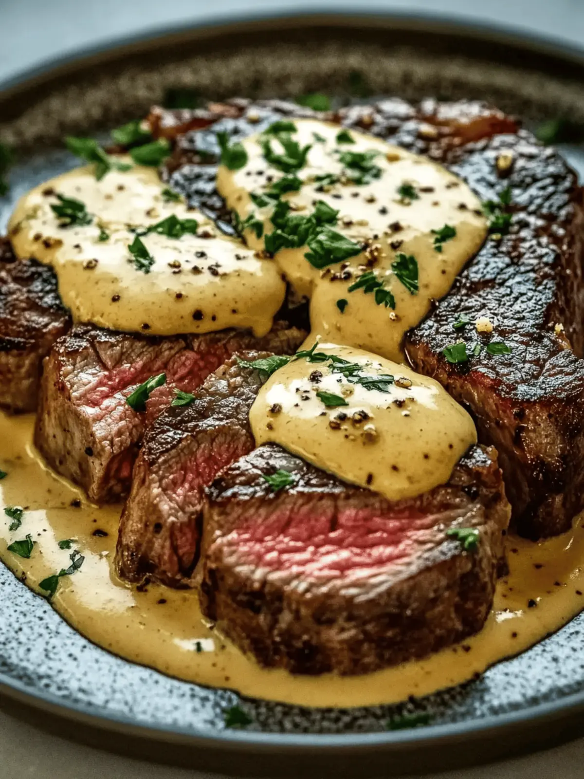 Juicy Steak with Creamy Garlic Sauce