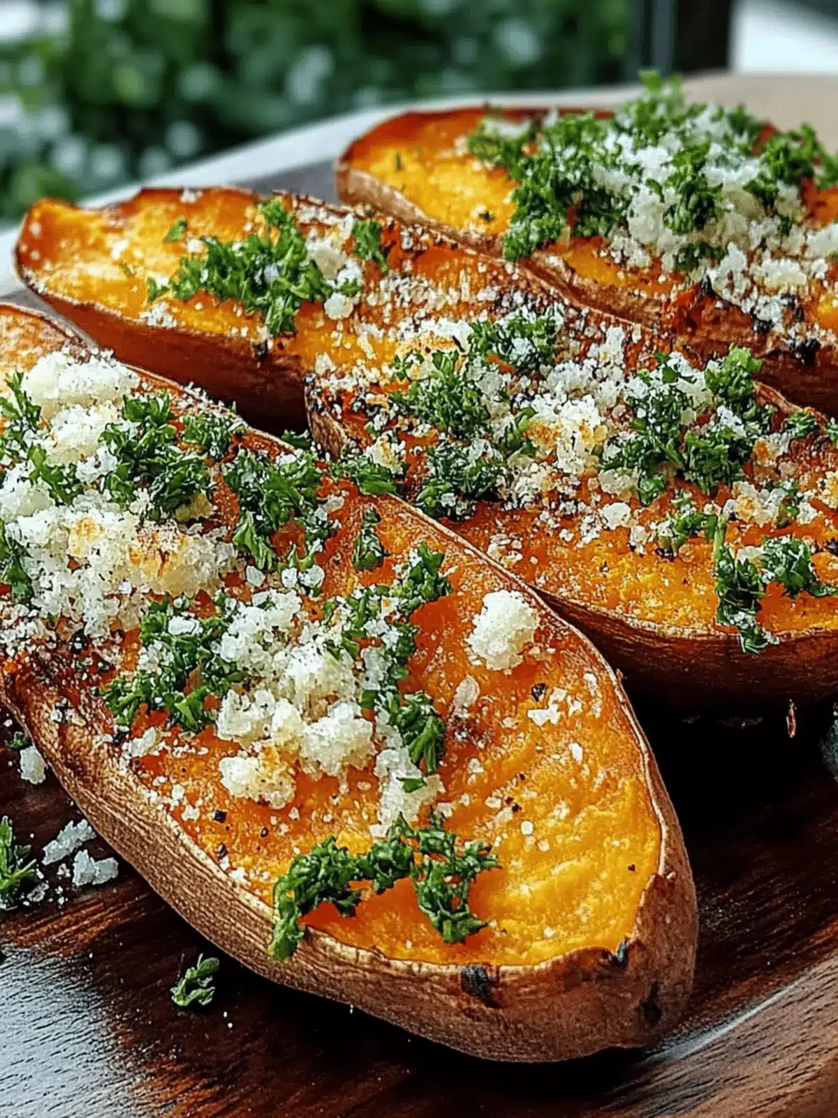 Garlic Parmesan Sweet Potato Wedges