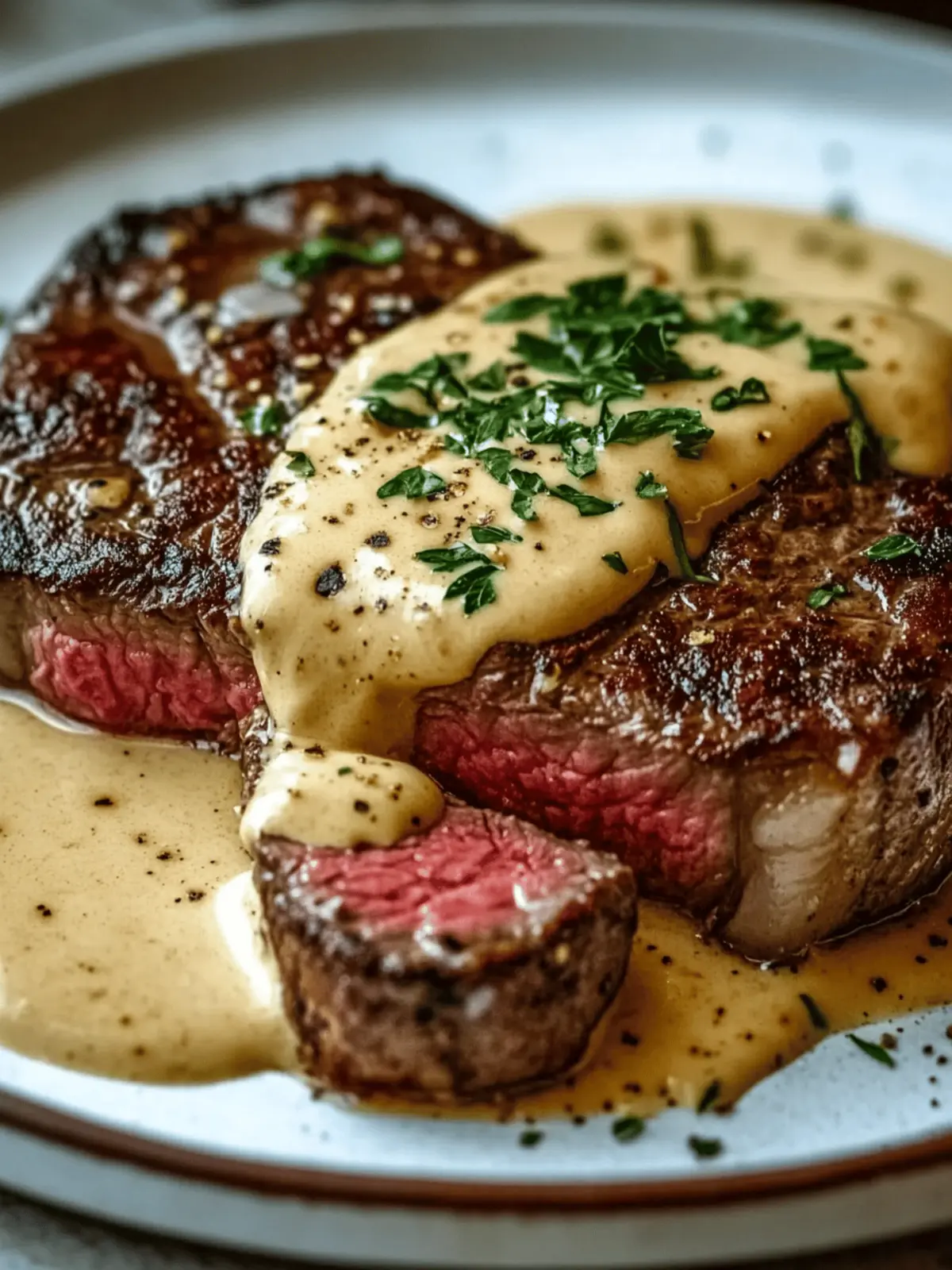 Juicy Steak with Creamy Garlic Sauce