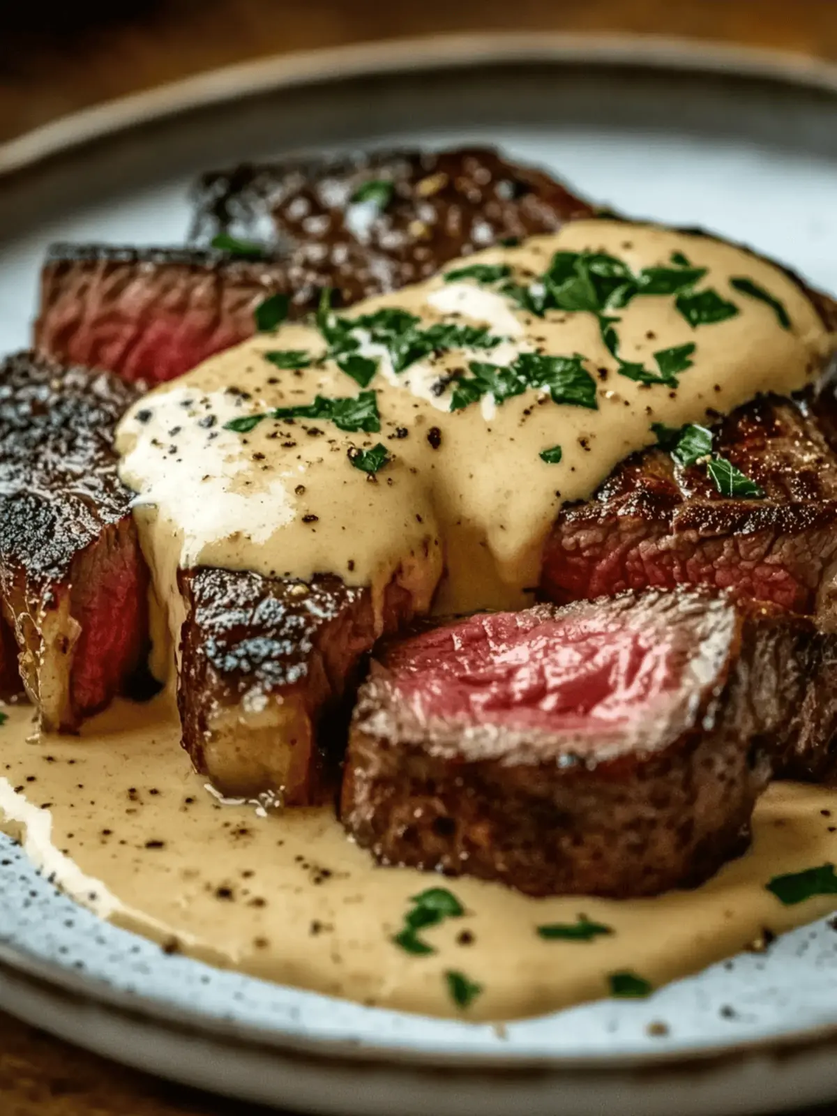 Juicy Steak with Creamy Garlic Sauce