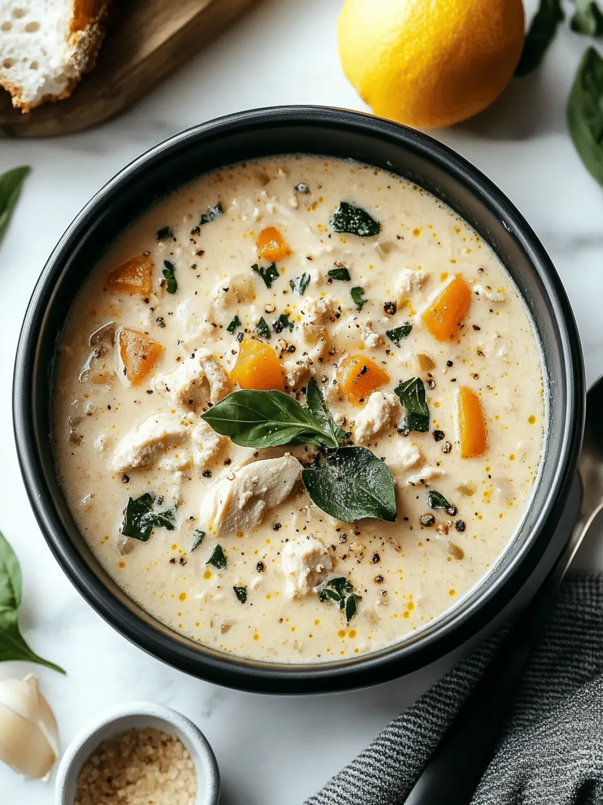 Creamy Italian Ground Chicken Soup