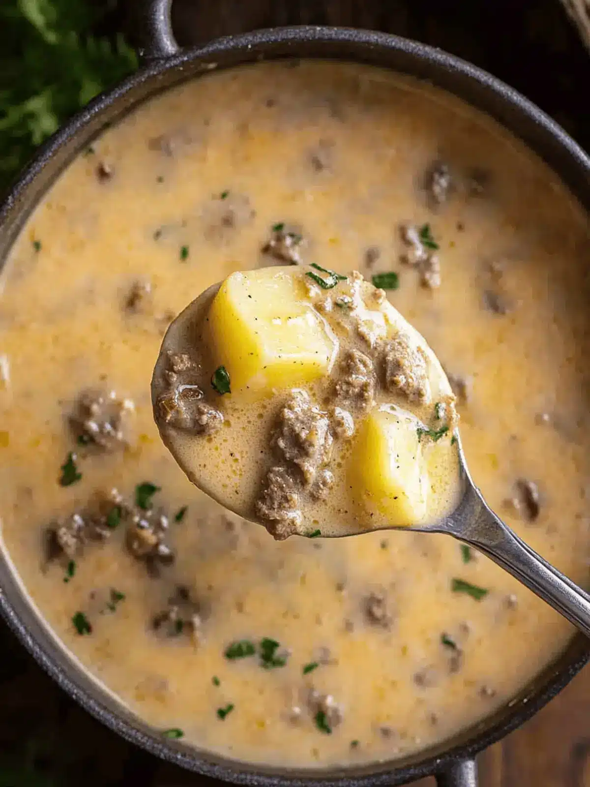 Cheesy Beef and Potato Soup