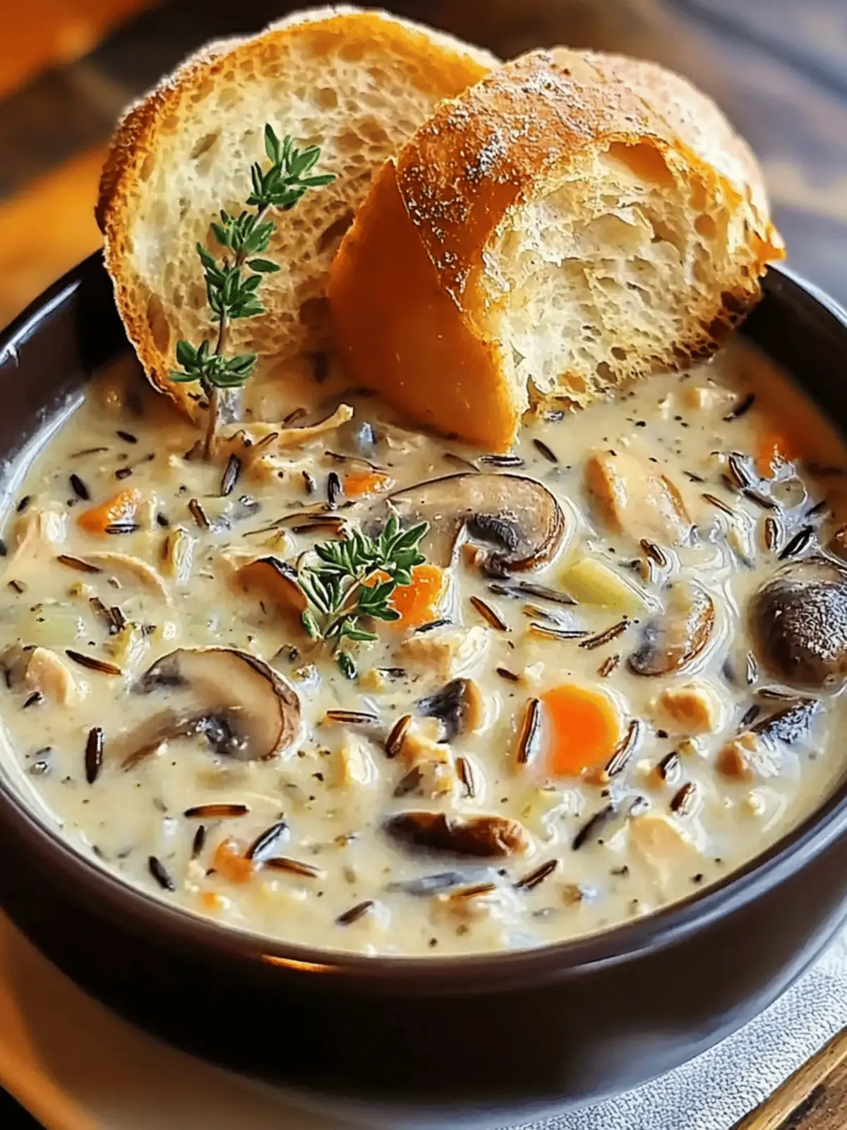 Creamy Mushroom Chicken & Wild Rice Soup