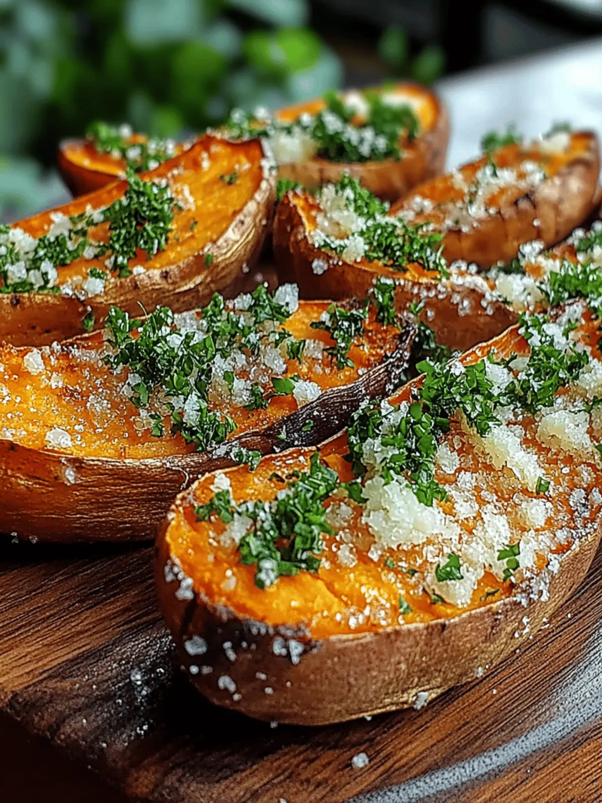 Garlic Parmesan Sweet Potato Wedges