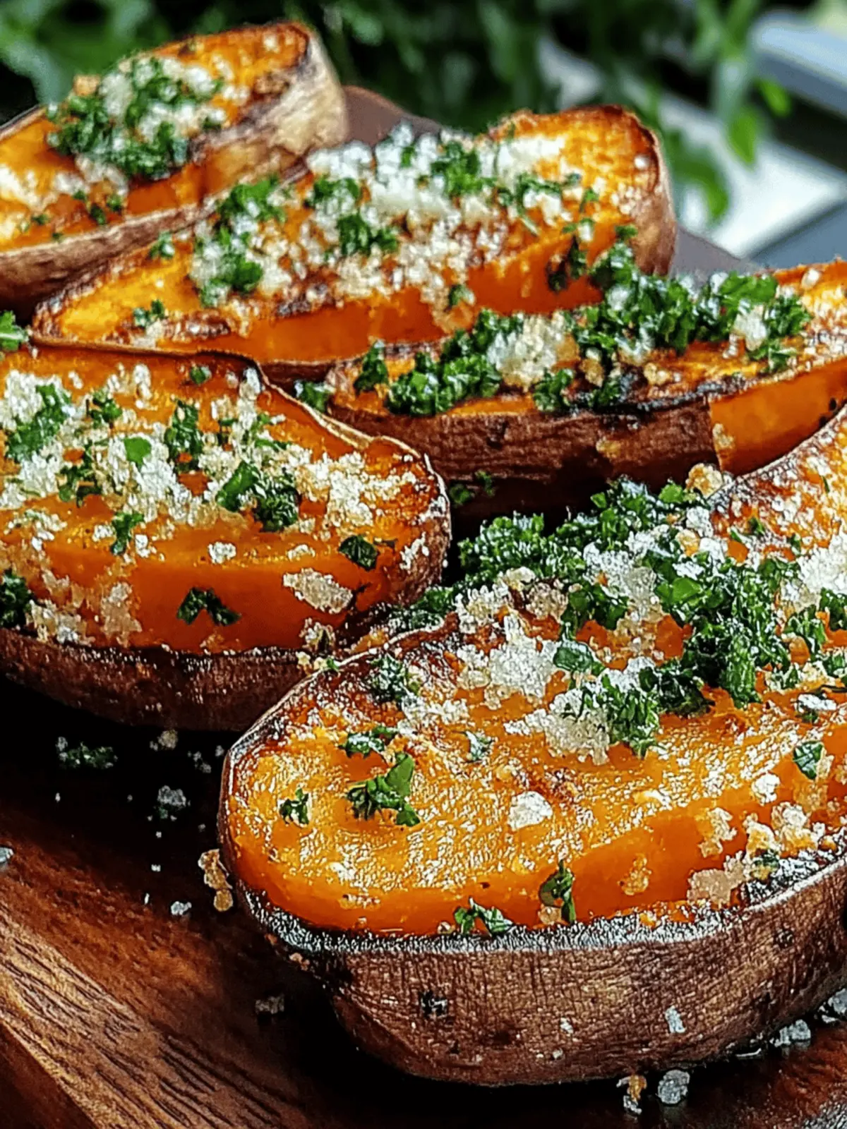 Garlic Parmesan Sweet Potato Wedges