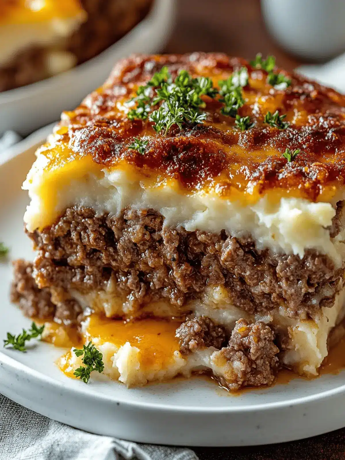 Meatloaf with Mashed Potatoes and Cheese