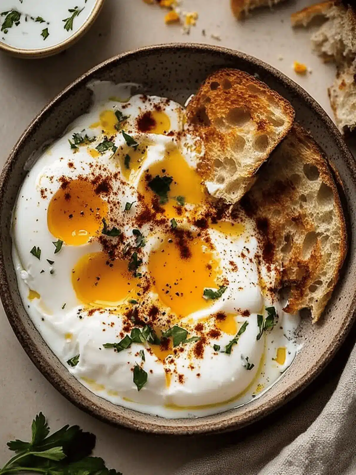 Turkish Eggs with Creamy Yogurt & Butter Sauce